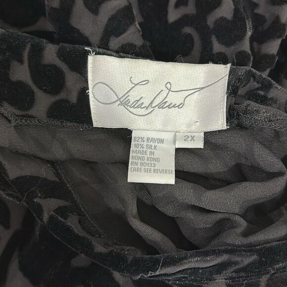 Linda Naub Vintage Silk Blend Burnout Velvet Sleeveless Tunic Top Size 2X - Picture 5 of 8